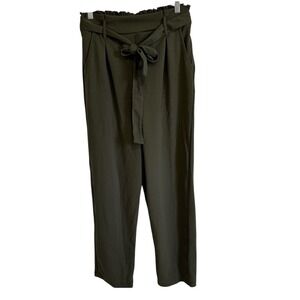Ellie & Kate Olive Green Paper Bag‎ Waist Pants Casual Career Size M